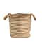 14'' Handwoven Stripe Natural Cotton and Jute Boho Chic Basket Planter